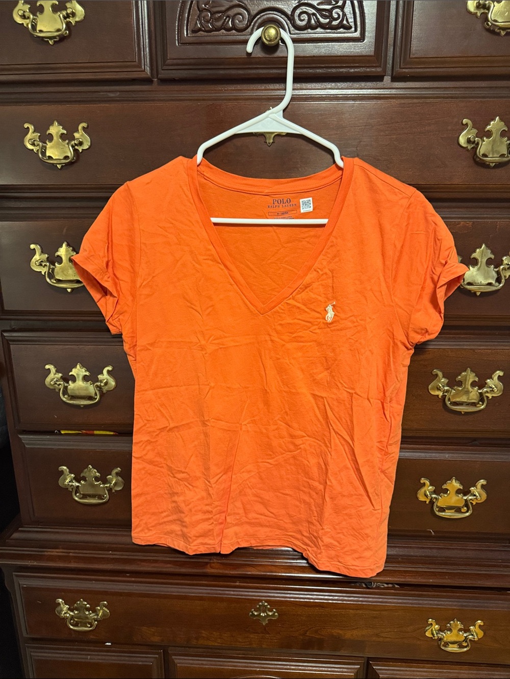 Polo by Ralph Lauren Bright Orange V-Neck Short Sleeve Tee size m